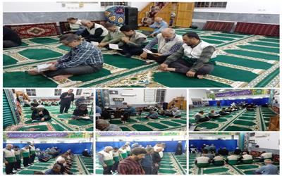 طنین قرآن و زیارت امین‌الله در سنگر مسجد سنگتاب در شهرستان سیمرغ